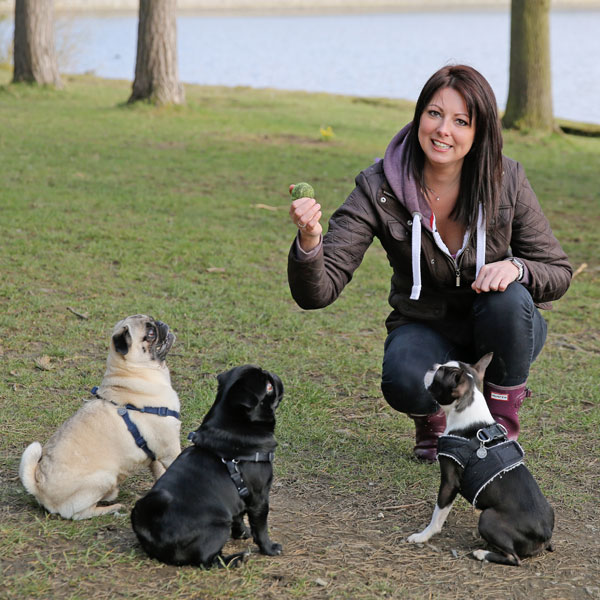 Louise and 3 dogs